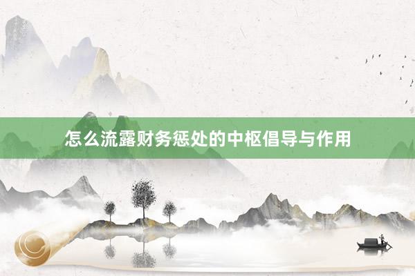 怎么流露财务惩处的中枢倡导与作用